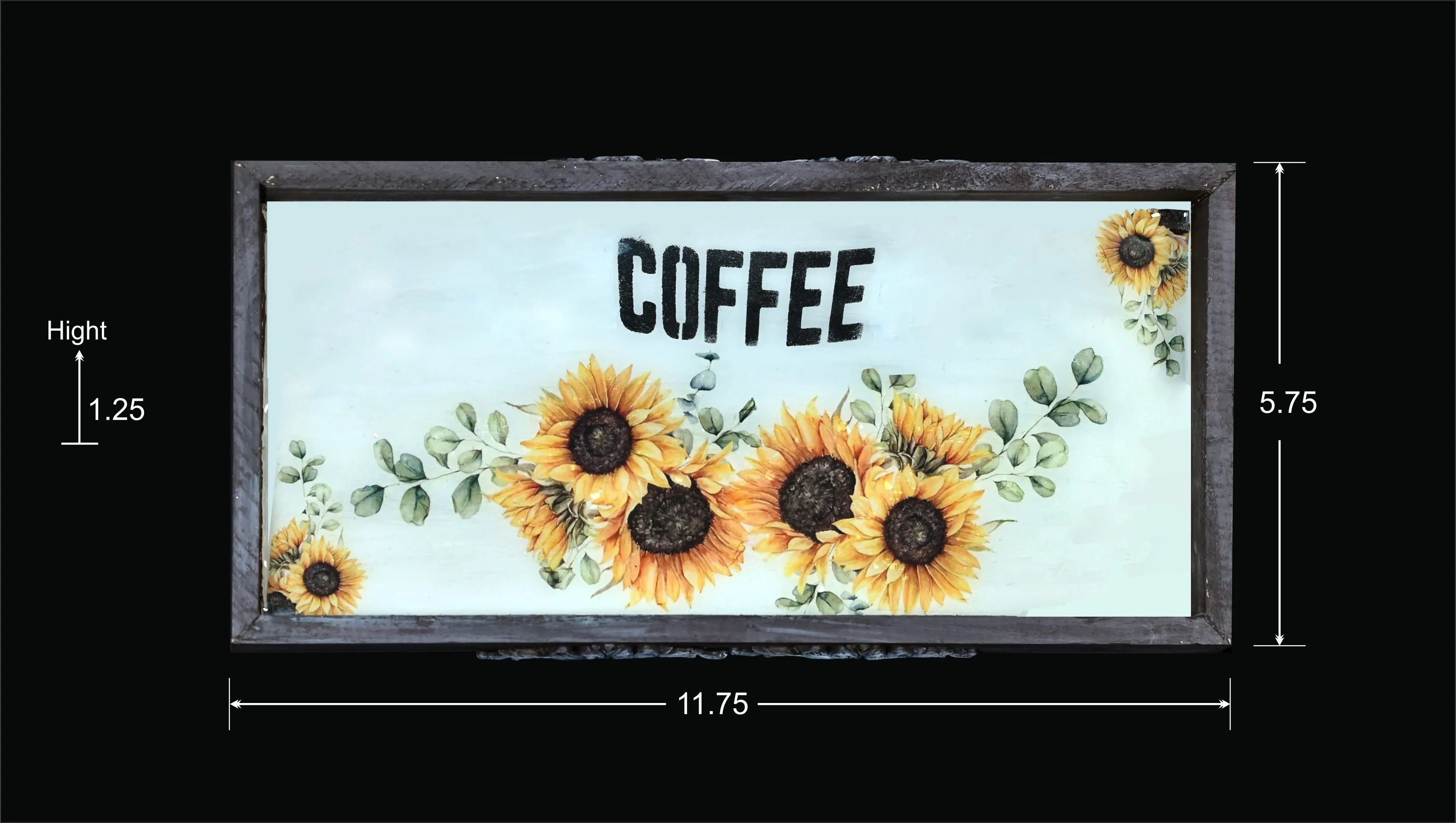 Coffee Wooden Tray for Home and Office (11.75 x 5.75)