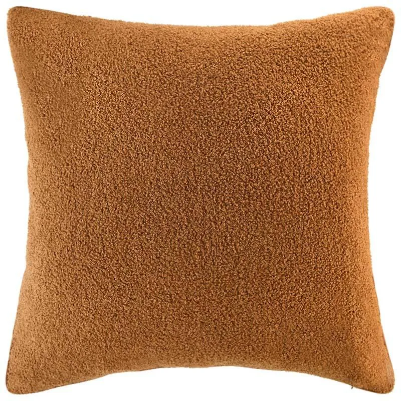 Cognac Brown Boucle Cushion 60x60cm