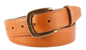 Cognac Smooth Leather Belt, Hudson Buckle (Antique Brass)