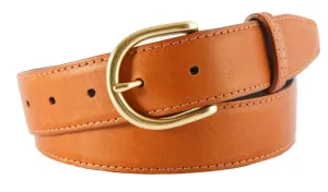 Cognac Smooth Leather Belt, Soho Buckle (Gold)