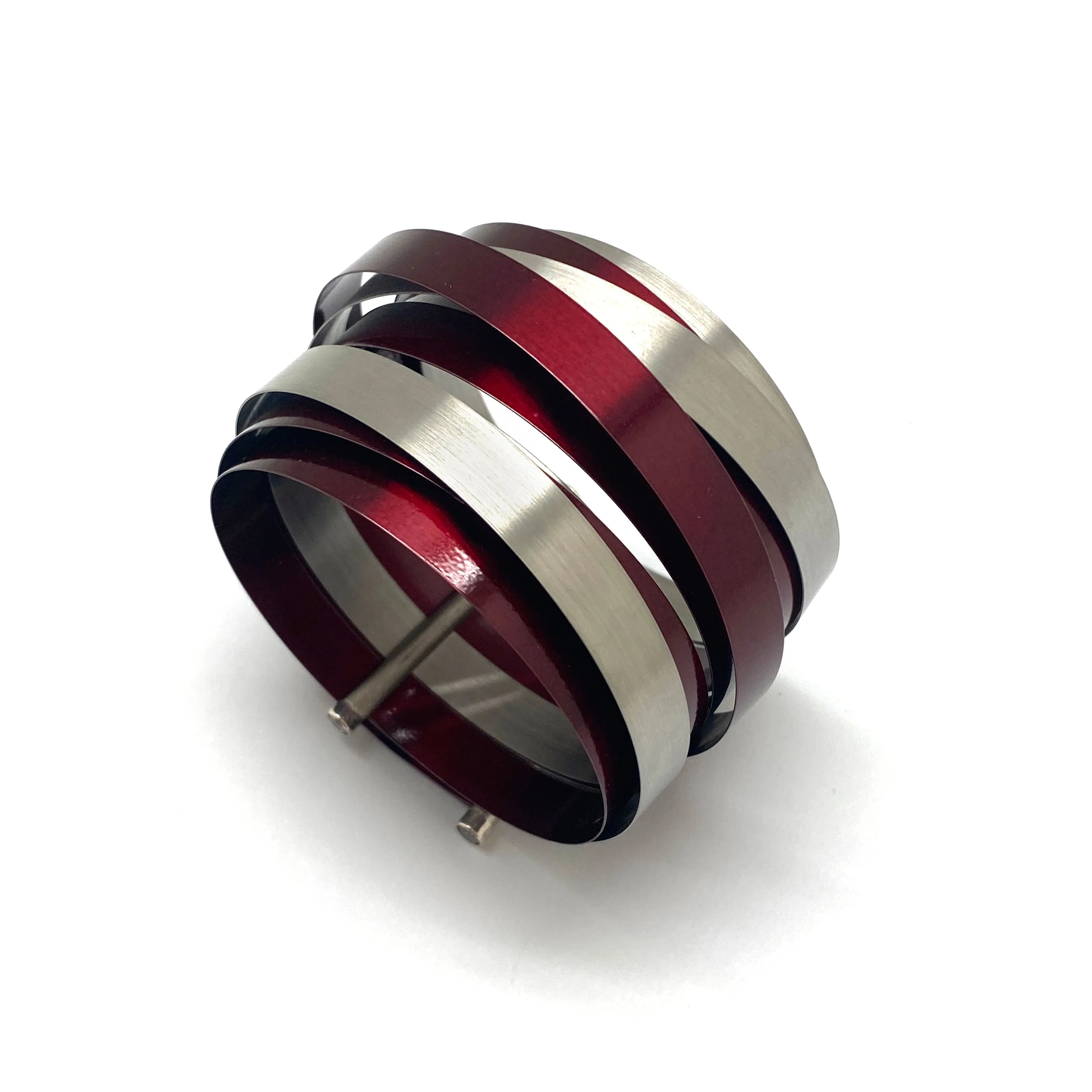 Coil Bracelet - Red and Silver