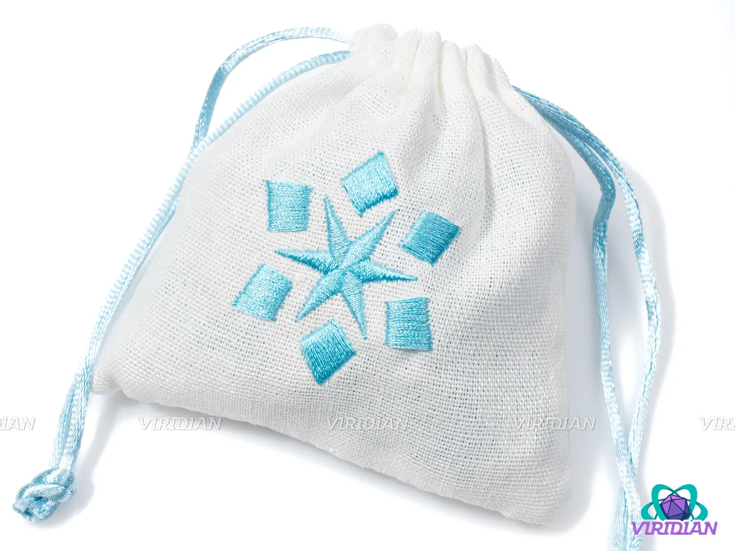 Cold Damage Set  | Frosty Blue and White, Snowflake Designs | Resin Dice Set (18) & Bag