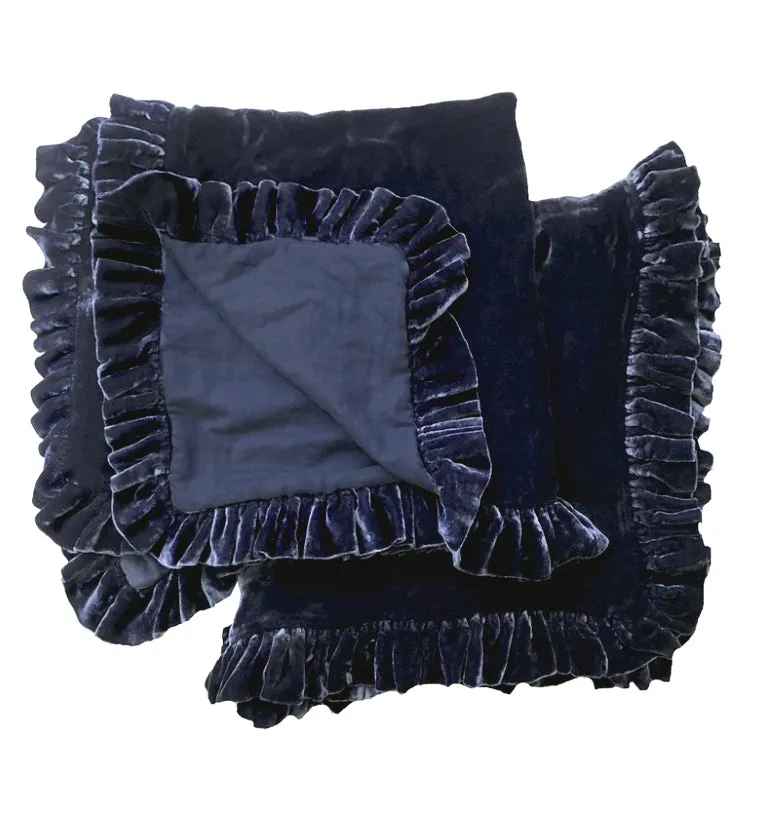 Colette Petite Velvet Ruffle Square Pillow