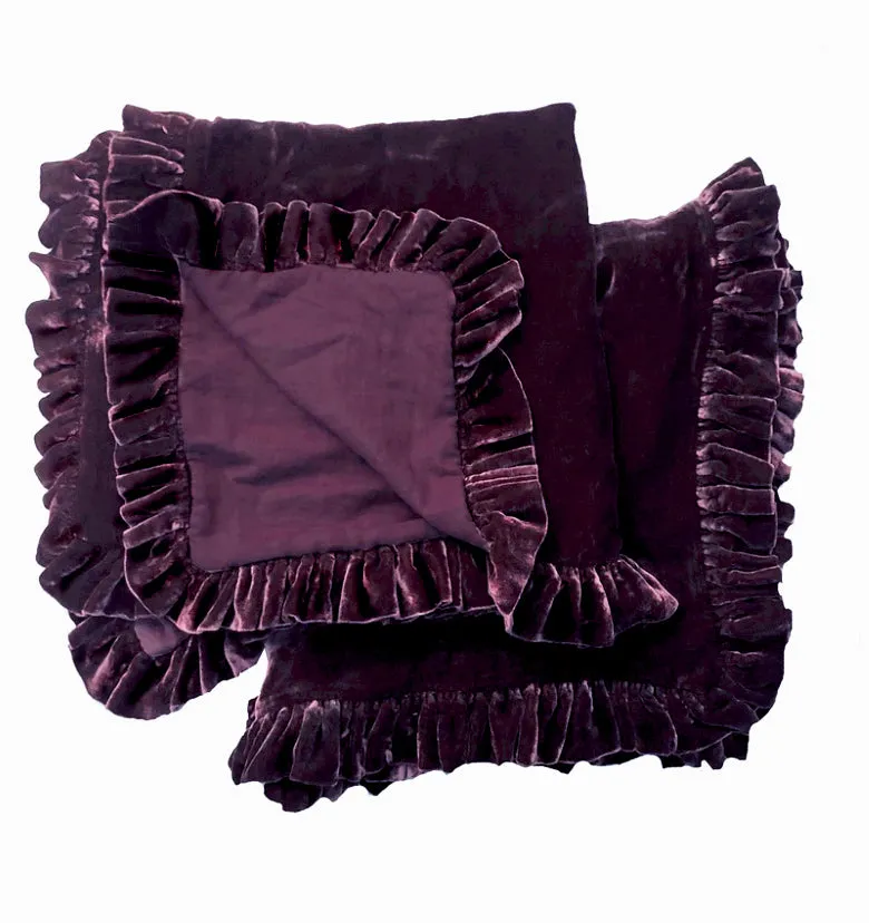 Colette Petite Velvet Ruffle Square Pillow