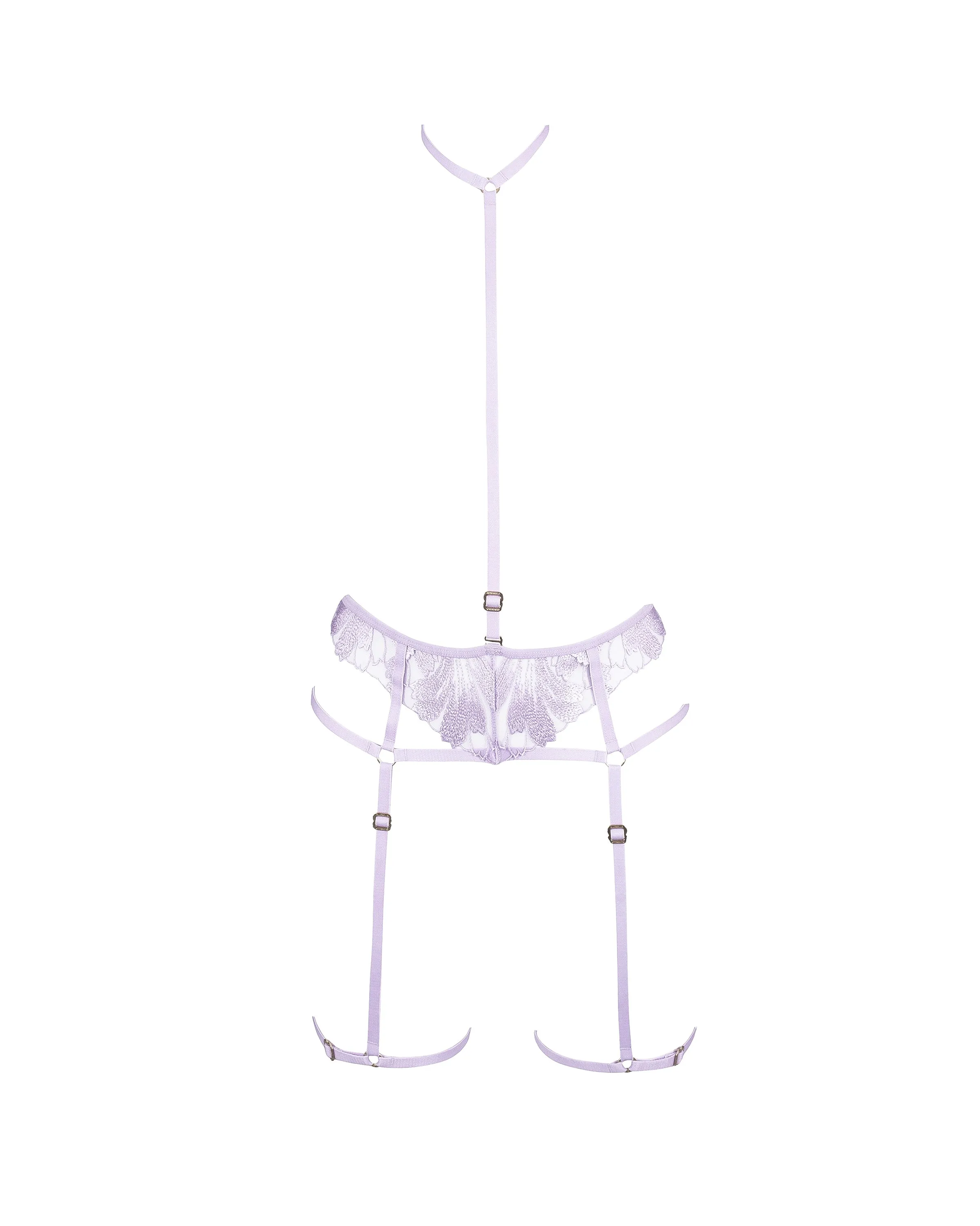 Colette Suspender Thigh Harness Purple Rose