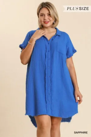 Collar Button down gauze shirt dress