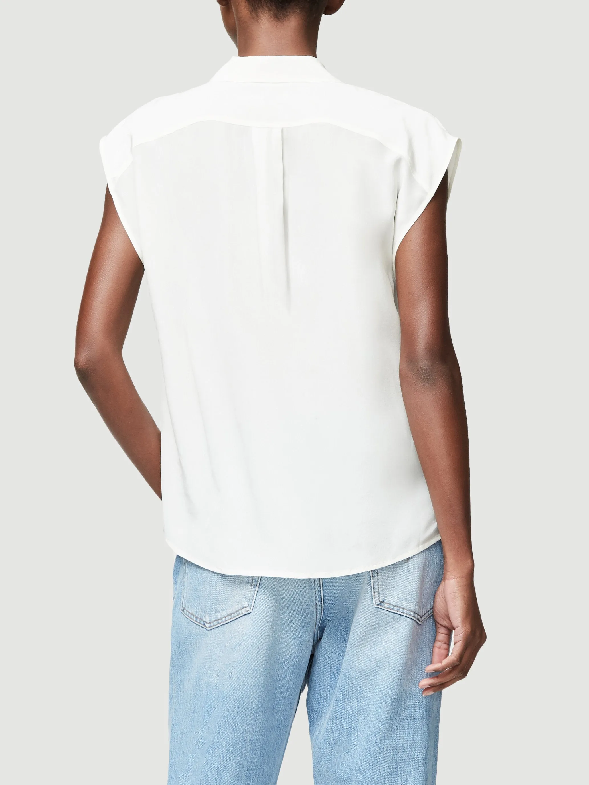 Collared Sleeveless Top -- Off White