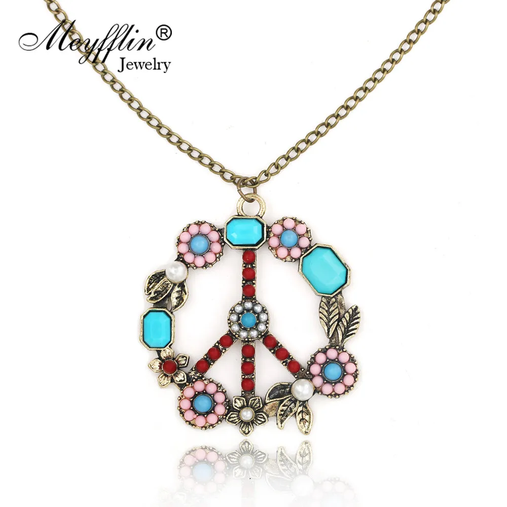 Collares 2017 Fashion Long Chain Necklaces & Pendants for Women Men Jewelry Vintage Peace Symbol Necklace Collier Joyeria