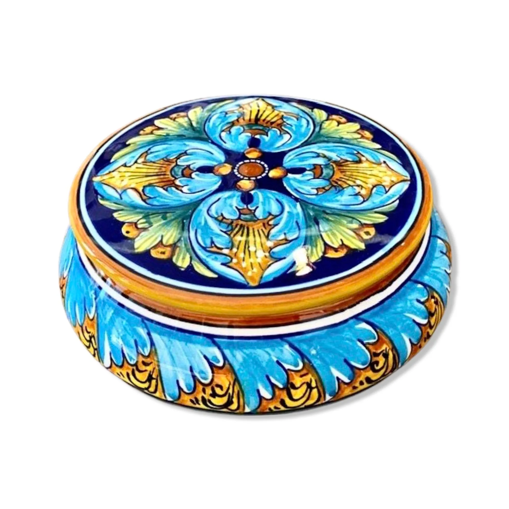 Collectible Majolica Floral Jewelry Box, Large