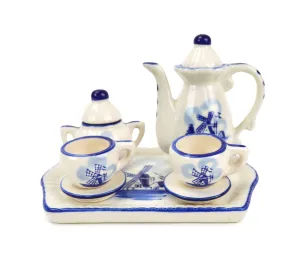 Collectible Miniature Ceramic Tea Set with Windmill Design