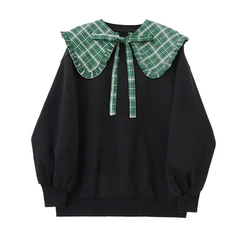 College Plaid Peter Pan Collar Sweater