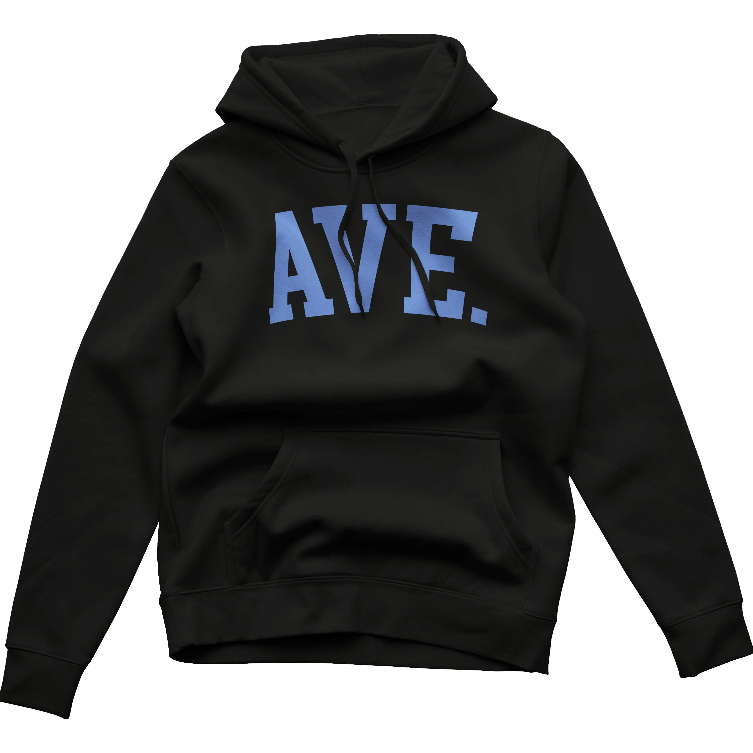 COLLEGIATE AVE HOODIE (BLACK/ COLONY BLUE)