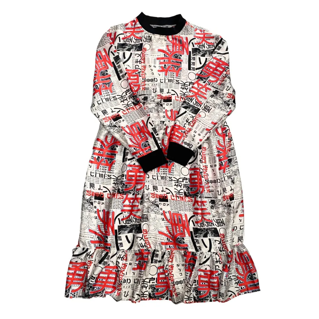 Collusion Newspaper Print Dress Red SIZE 10