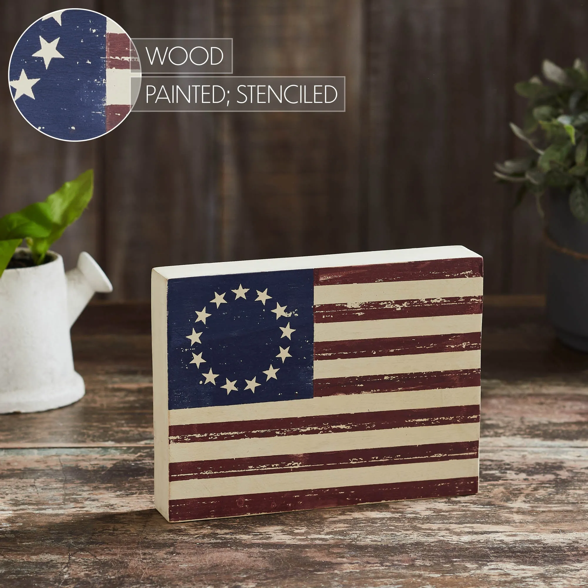 Colonial Flag Wooden Sign 6x8x1.5