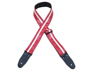 Colonial Leather Stripe Ragstrap - Red with White Stripe