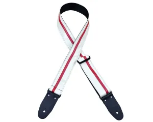 Colonial Leather Stripe Ragstrap - White with Red Stripe