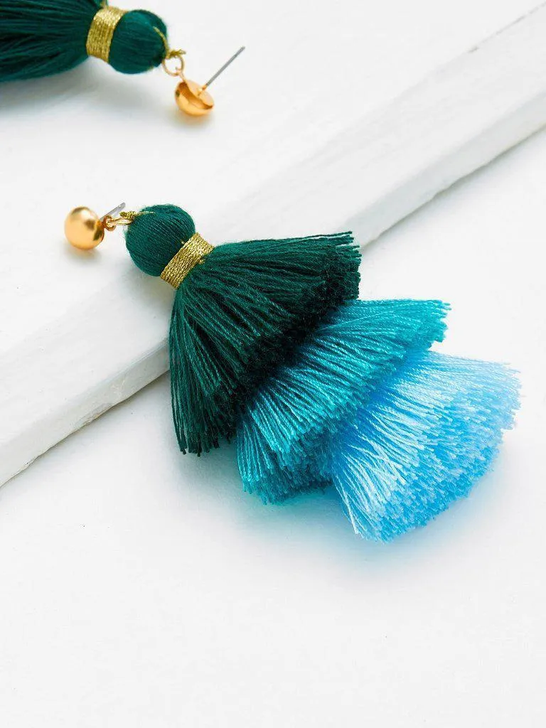 Color Block Tiered Tassel Drop Earrings