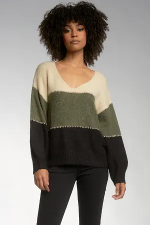 Color Block V-Neck Sweater