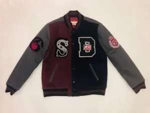 Color Block Wool Varsity jacket with patches