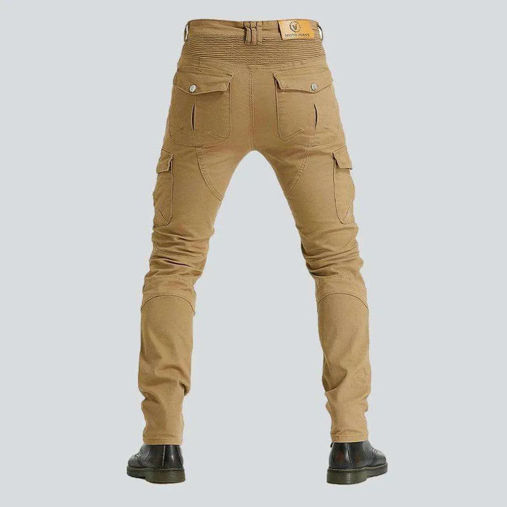 Color men's biker denim pants