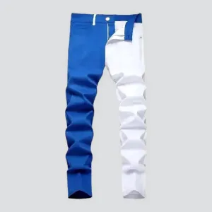 Color men's white-blue jeans