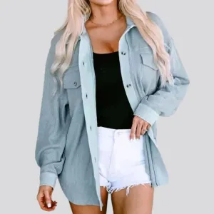 Color oversized denim jacket for women