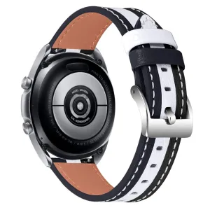 Color splicing cowhide leather watch strap for Ticwatch 2 / E / C2 - Black / White