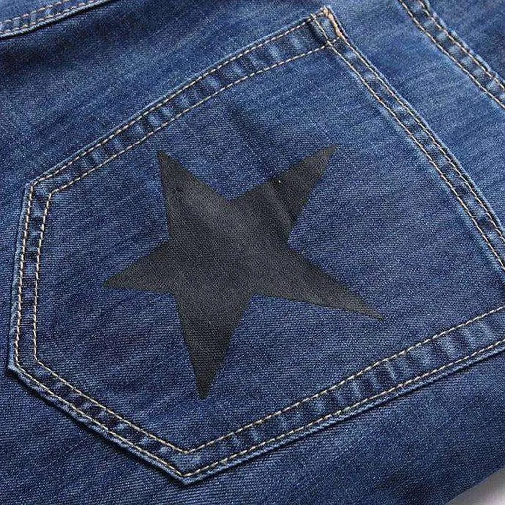 Color stars print men's jeans