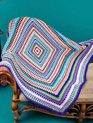 Color Striped Handmade Crochet Blanket Woven Cotton Thread Retro Pastoral Style Mat