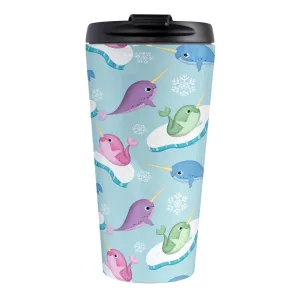 Colorful Arctic Narwhal Pattern Travel Mug