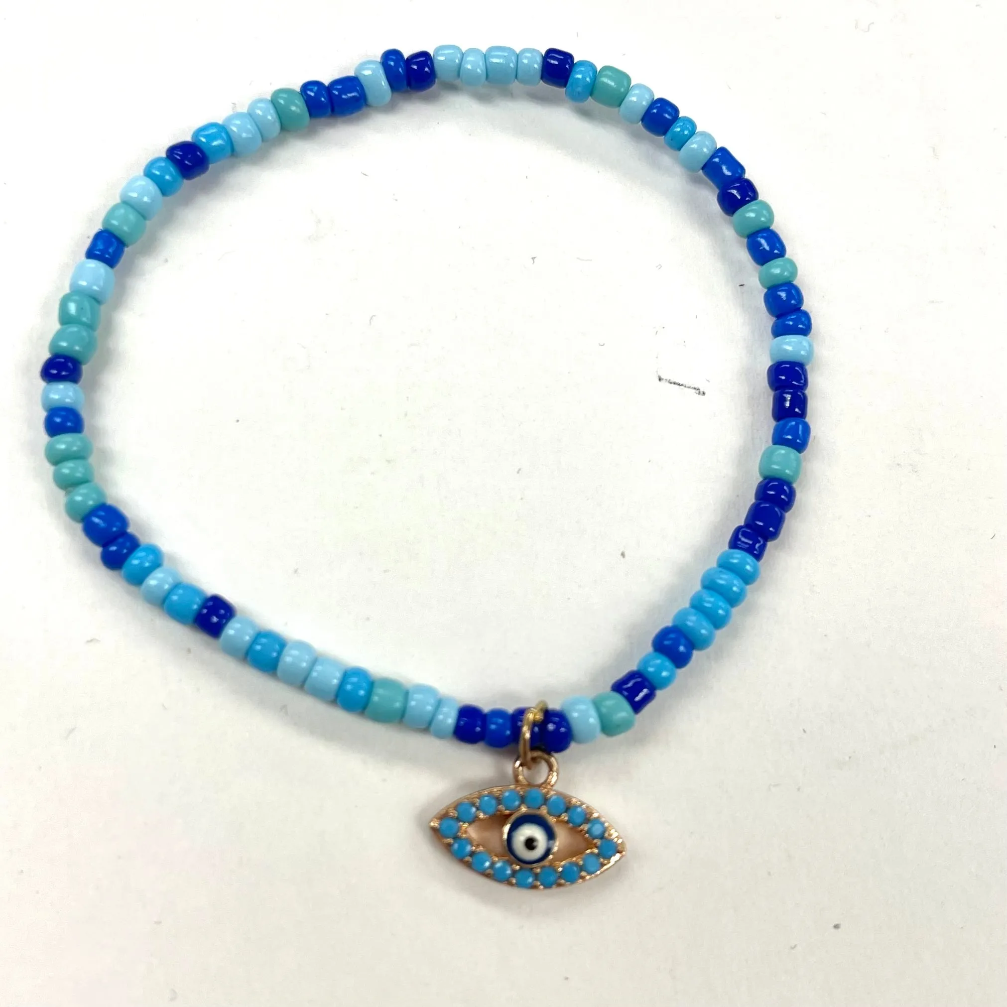 Colorful Beaded Evil Eye And Hamsa Stretch Bracelets