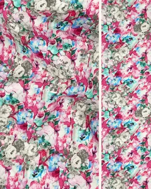 Colorful Blue Pink Floral Fabric | Multicolor Cotton Shirting 58W