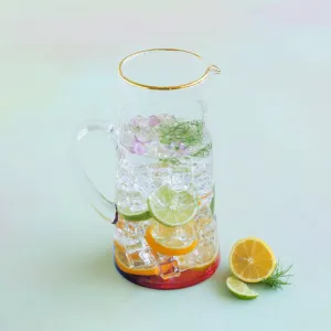 Colorful Bottom Cocktail Pitcher, Glass, 10"