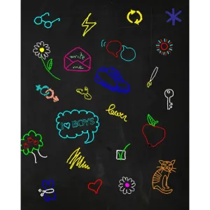 Colorful Doodles Chalkboard Printed Backdrop