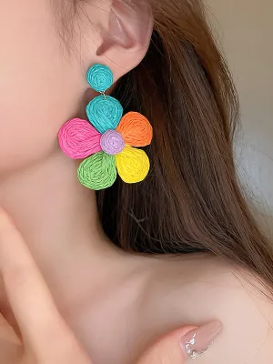 Colorful Flower Shape Drop Earrings