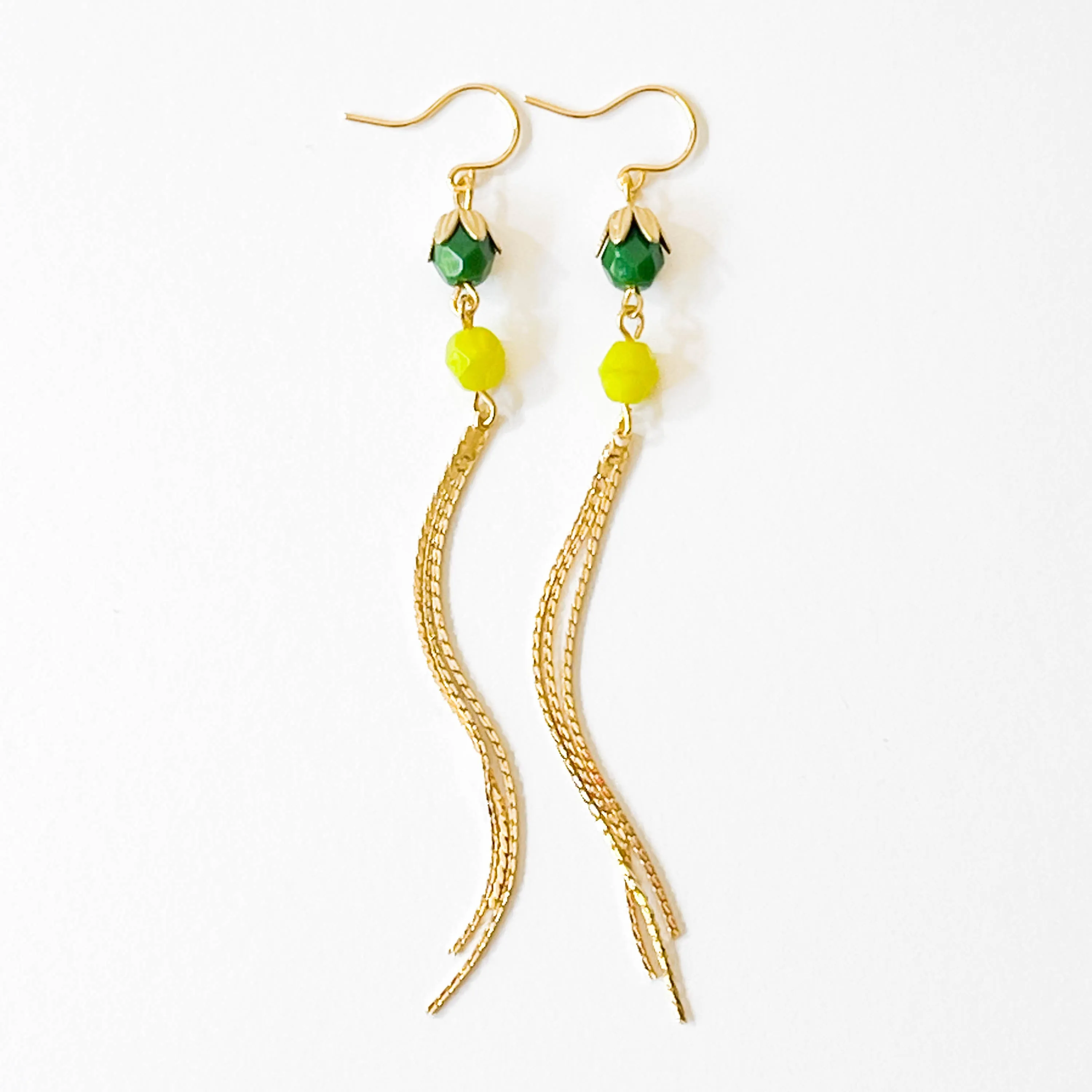 Colorful Gold Chain Tassel Earrings