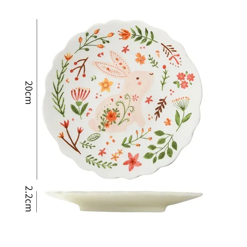 Colorful Rabbit Dinner Plate