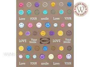 Colorful Smiley Face Adhesive Nail Art Sticker - 1 pc (TH-0317)