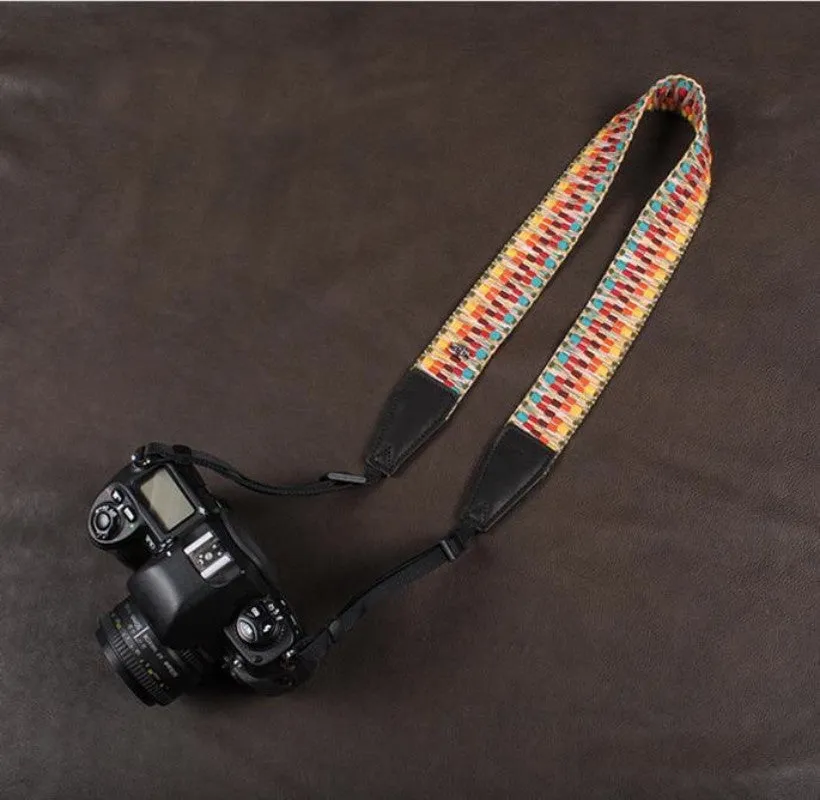 Colorful Strap Leather Camera Strap Bohemia Style-8290