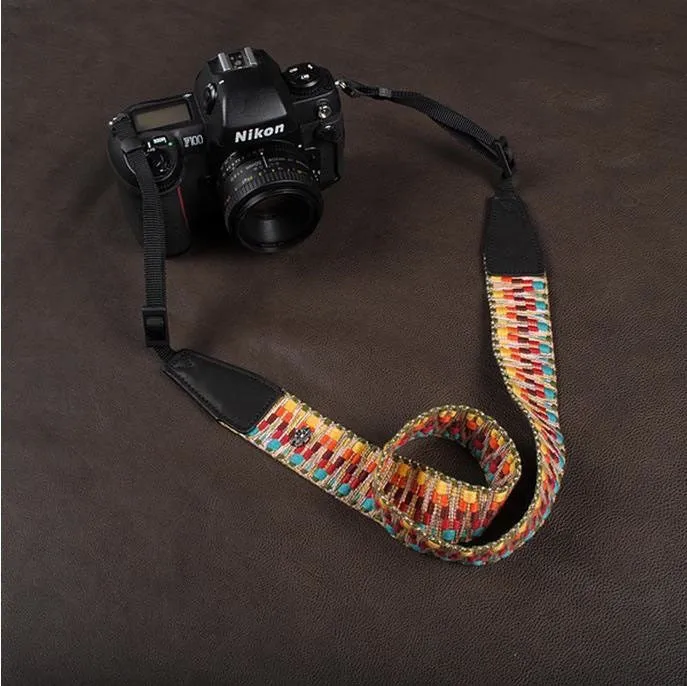 Colorful Strap Leather Camera Strap Bohemia Style-8290