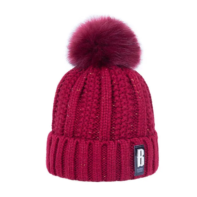 Colorful Warm Pom Poms Hat