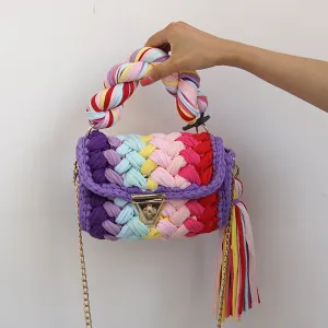 Colorful Woven Handmade Mini Handbags with Tassel