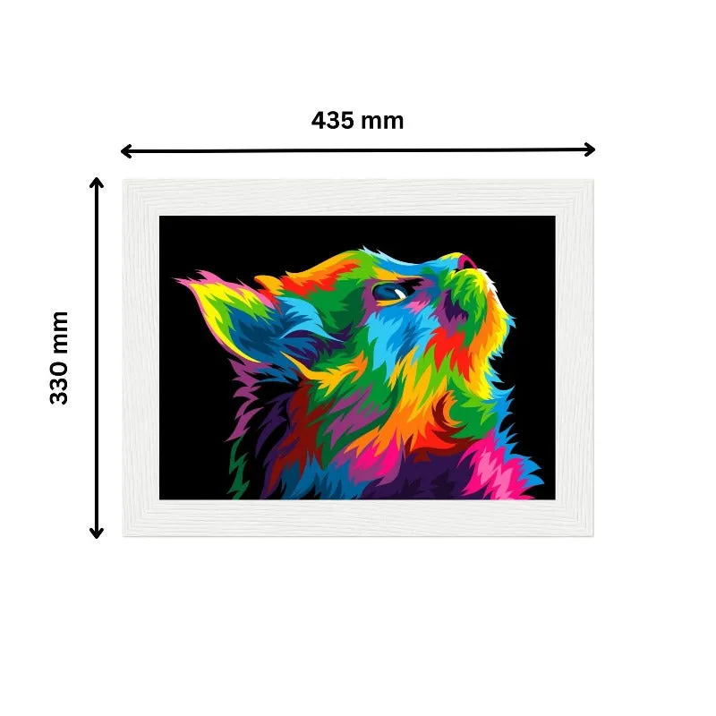 Colourful Abstract Rainbow Cat Printed Wall Art