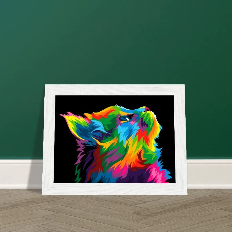 Colourful Abstract Rainbow Cat Printed Wall Art