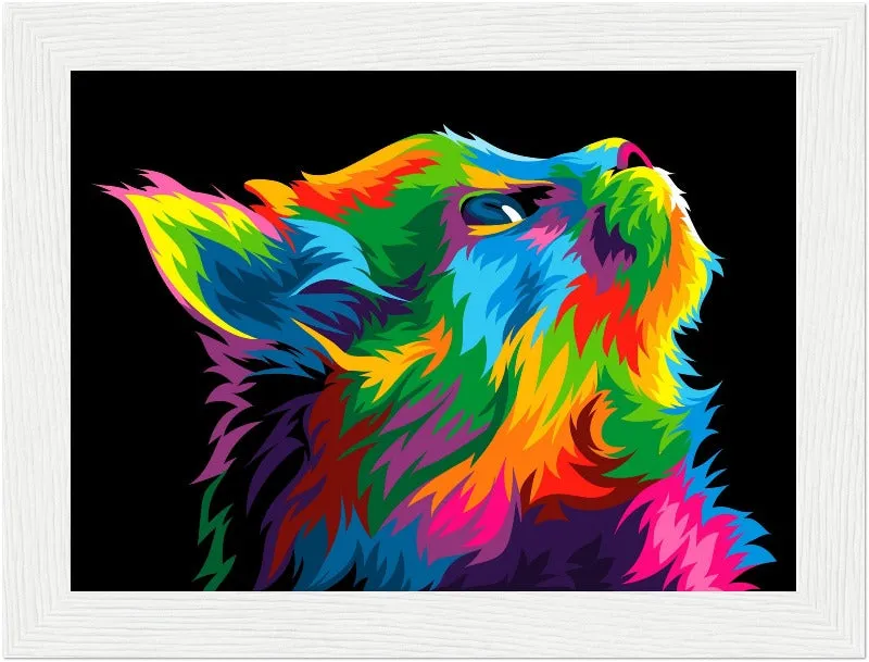 Colourful Abstract Rainbow Cat Printed Wall Art