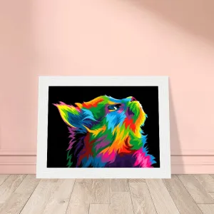 Colourful Abstract Rainbow Cat Printed Wall Art