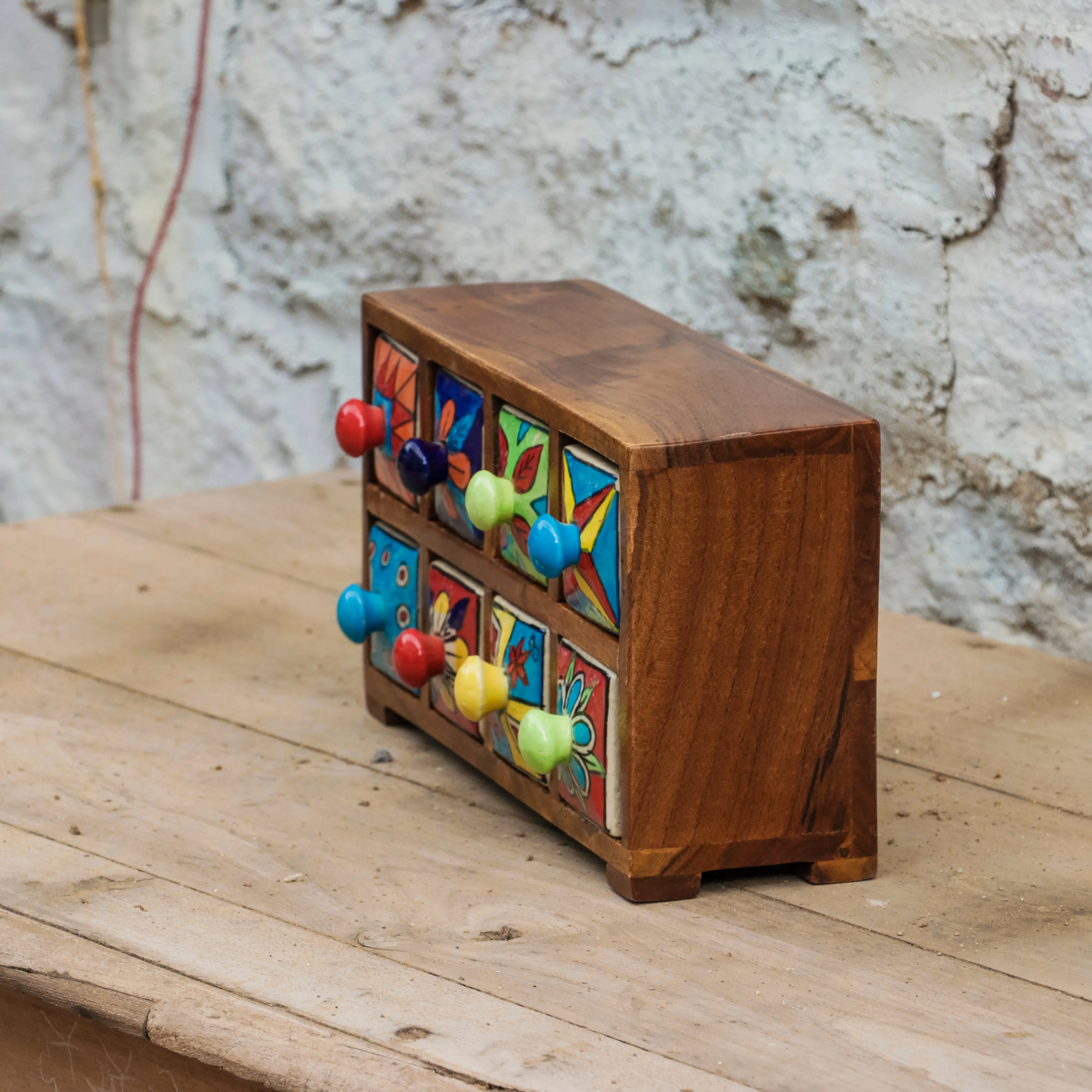 Colourful Multiple Handmade Drawers Ceramic Chest