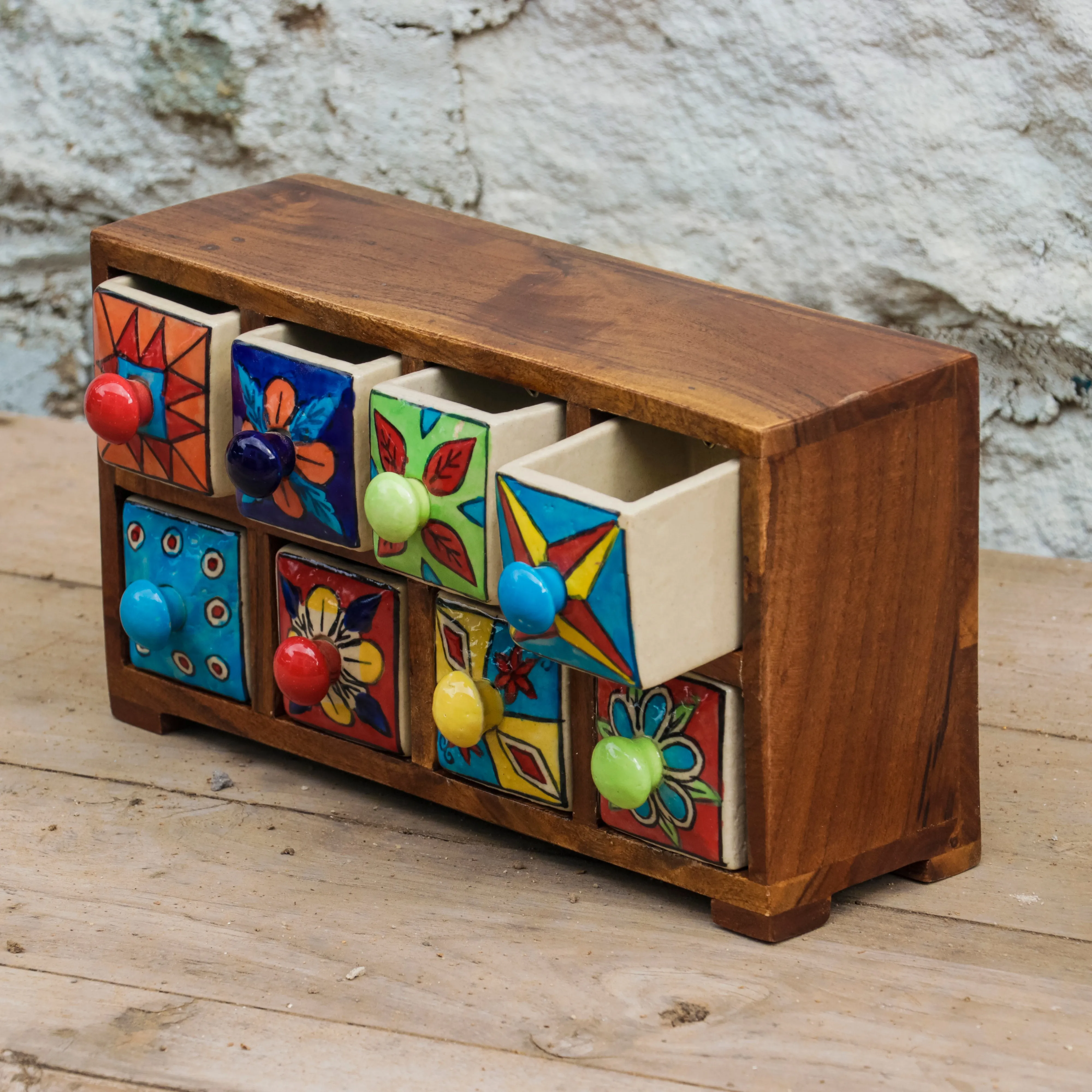 Colourful Multiple Handmade Drawers Ceramic Chest