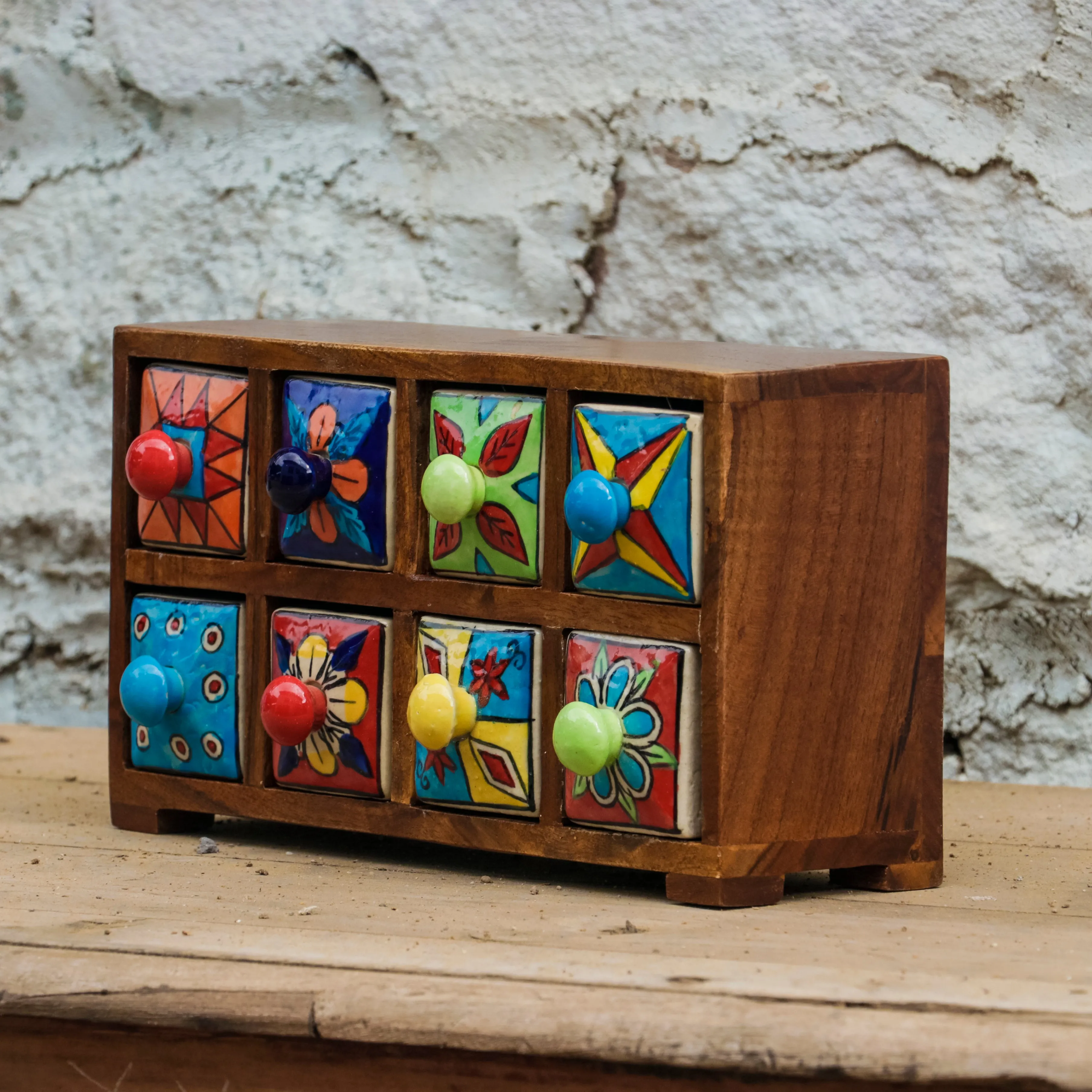 Colourful Multiple Handmade Drawers Ceramic Chest