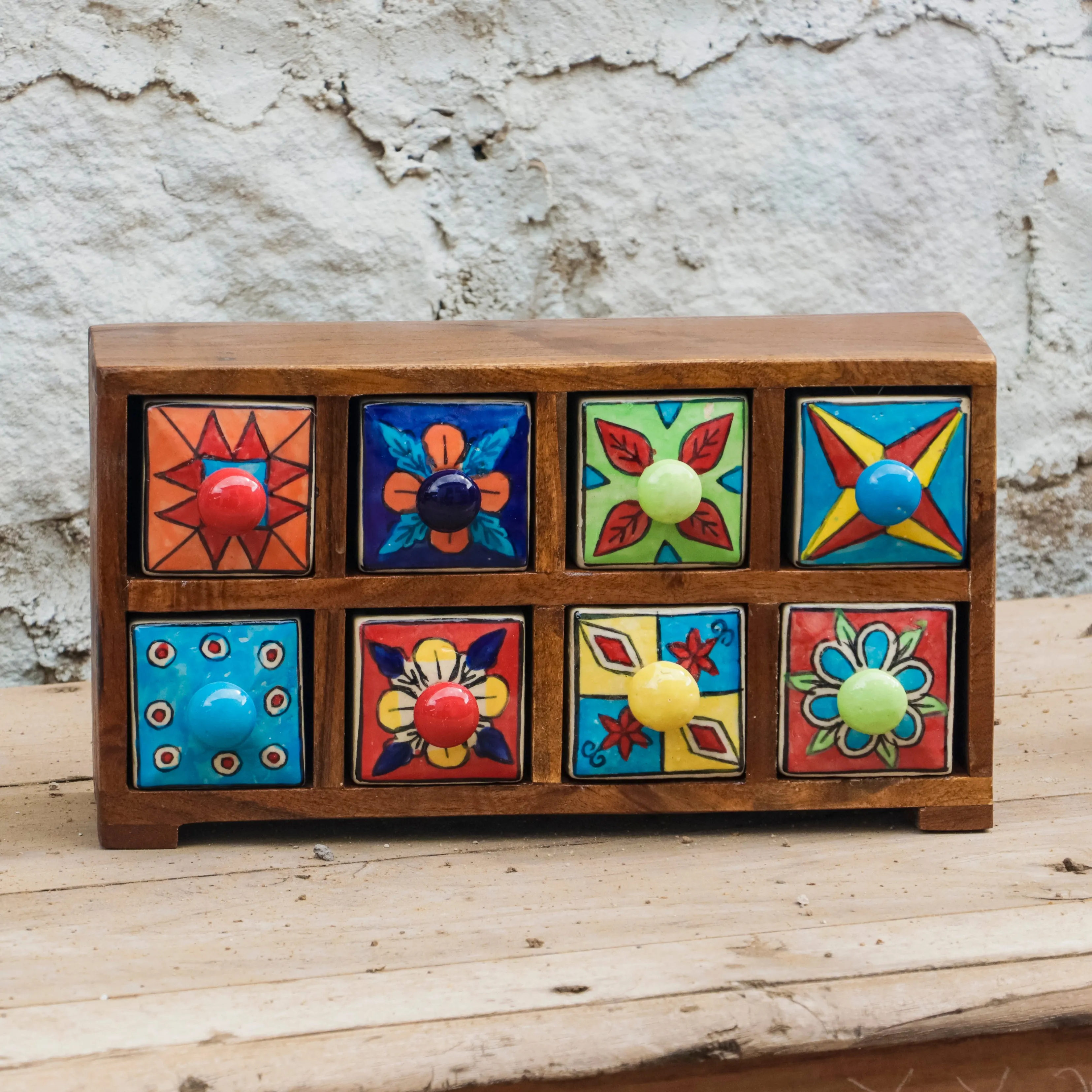 Colourful Multiple Handmade Drawers Ceramic Chest